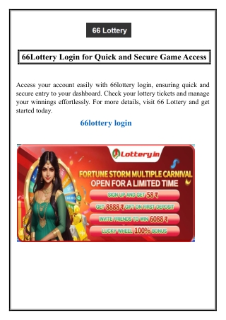 66Lottery Login for Quick and Secure Game Access