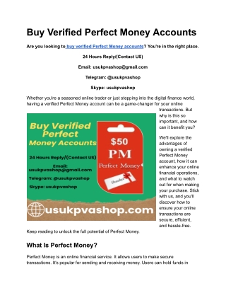 Buy Verified Perfect Money Accounts