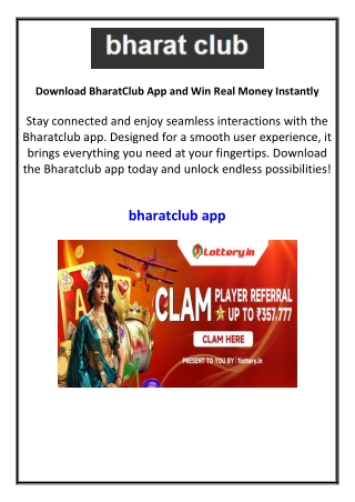 Download BharatClub App and Win Real Money Instantly