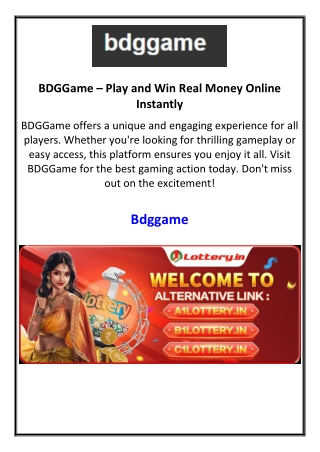 BDGGame – Play and Win Real Money Online Instantly