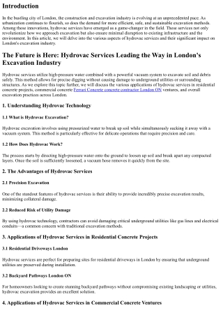 The Future is Here: Hydrovac Services Leading the Way in London's Excavation Ind