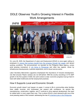 DOLE Observes Youth’s Growing Interest in Flexible Work Arrangements