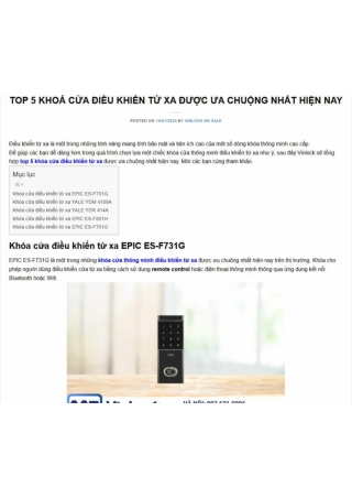 TOP 5 KHOÁ CỬA ĐIỀU KHIỂN TỪ XA ĐƯỢC ƯA CHUỘNG NHẤT HIỆN NAY