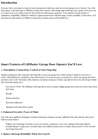 Smart Features of LiftMaster Garage Door Openers You’ll Love