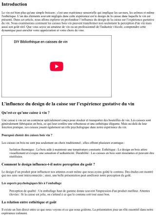 L’influence du design de la caisse sur l’expérience gustative du vin