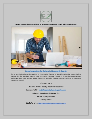 Home Inspection for Sellers in Monmouth County – Sell with Confidence