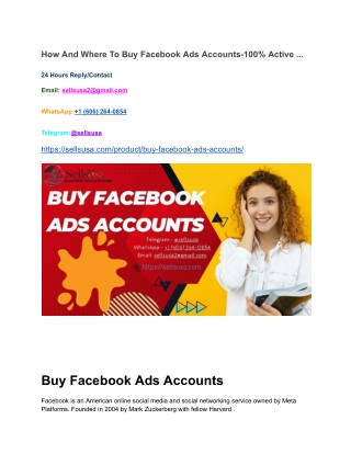 How And Where To Buy Facebook Ads Accounts-100_ Active