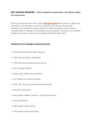 BUY GOOGLE REVIEWS  - USA'S Best Seller
