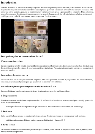 « Des idées originales pour recycler vos vieilles caisses à vin »