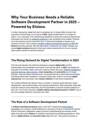 Best Software Development Services in 2025 – Powered by Eloiacs