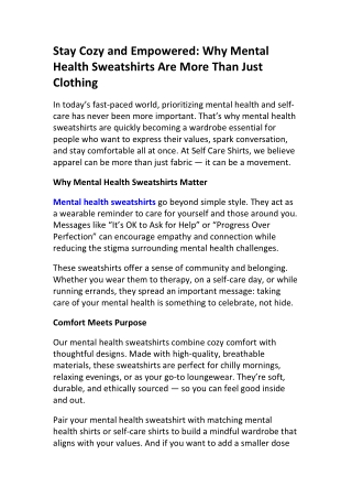 Self-Care Mental Health Sweatshirts | Mindful Apparel