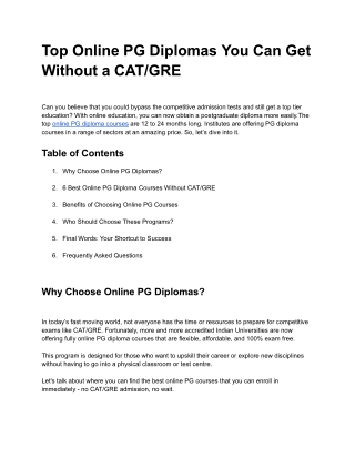 Top Online PG Diplomas You Can Get Without a CAT_GRE