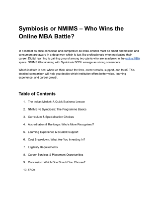 Symbiosis or NMIMS – Who Wins the Online MBA Battle