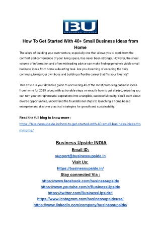 How To Get Started With 40  Small Business Ideas from Home