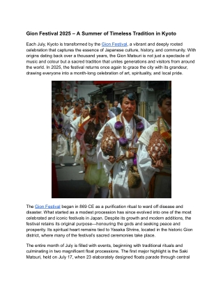 Gion Festival 2025 – A Summer of Timeless Tradition in Kyoto