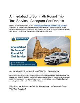 Ahmedabad to Somnath Round Trip Taxi Service _ Ashapura Car Rentals (1)