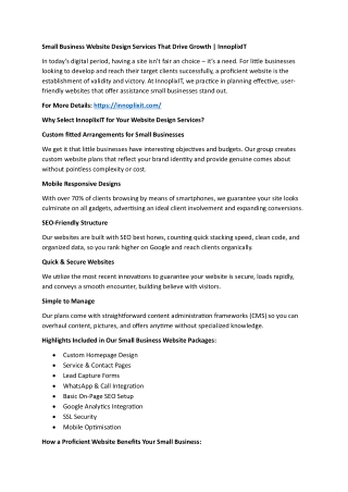 Small Business Website Design Services That Drive Growth | InnoplixIT