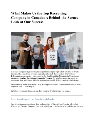 What Makes Us the Top Recruiting Company in Canada-  A Behind-the-Scenes Look at Our Success