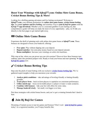 Boost Your Winnings with bjbaji77