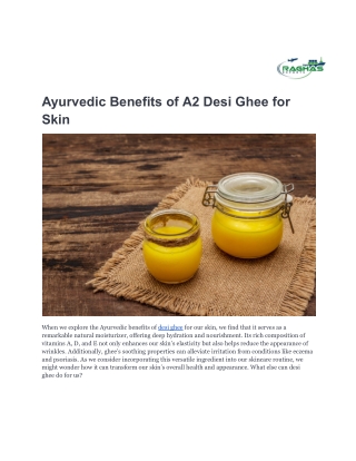 Ayurvedic Benefits of Desi Ghee for Skin
