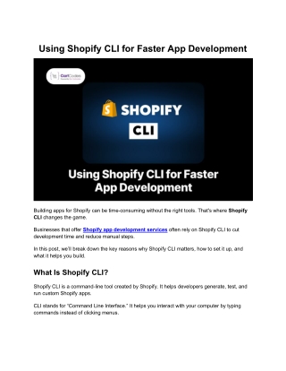 using shopify cli for faster app development