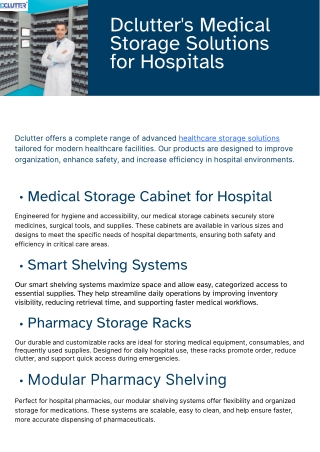 Dclutter's Medical Storage Solutions for Hospitals