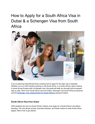 How to Apply for a South Africa Visa in Dubai & a Schengen Visa from South Africa