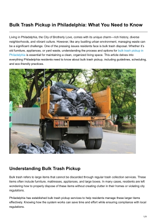 Bulk Trash Pickup in Philadelphia What You Need to Know
