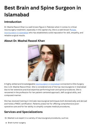 Best Rain and Spine Surgeon in Islamabad