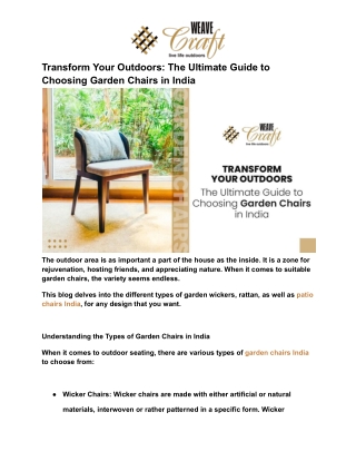 Transform Your Outdoors_ The Ultimate Guide to Choosing Garden Chairs in India