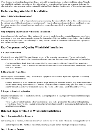 What Makes Up a Quality Windshield Installation?