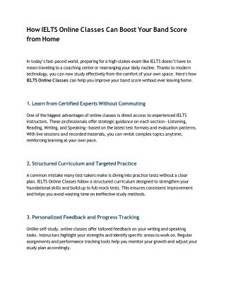 How IELTS Online Classes Can Boost Your Band Score from Home