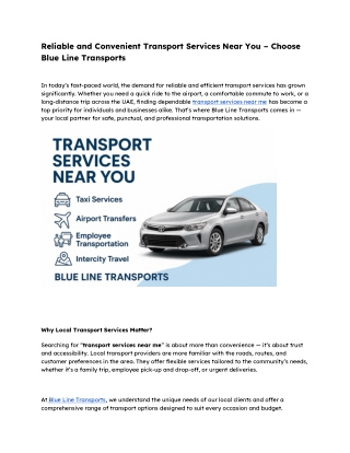 Reliable and Convenient Transport Services Near You –