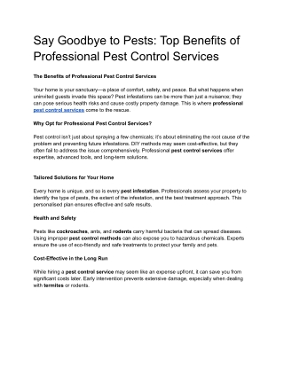 Say GoodBye To Pests_ Top Benefits of Professional Pest Control Services