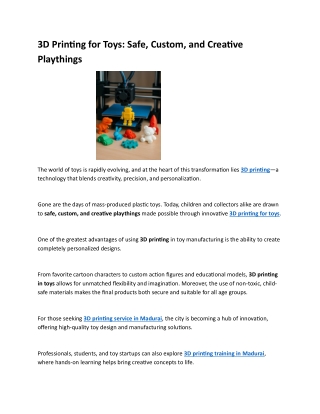 3d printing for toys safe custom and creative