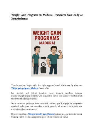 Weight Gain Programs in Madurai_ Transform Your Body at ZymMechanix