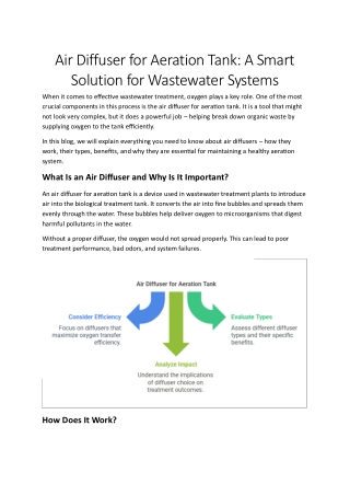 Air Diffuser for Aeration Tank A Smart Solution for Wastewater Systems