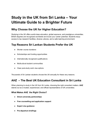 Study in the UK from Sri Lanka – Your Ultimate Guide to a Brighter Future