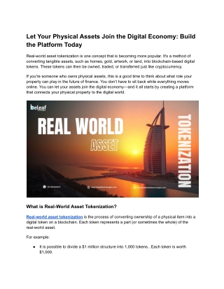 Real-world asset tokenization