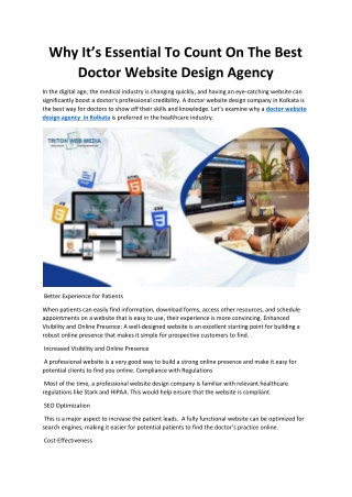 Why It’s Essential To Count On The Best Doctor Website Design Agency