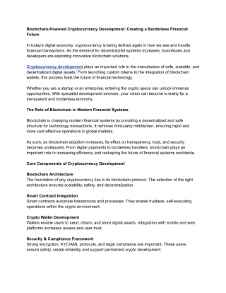Blockchain-Powered Cryptocurrency Development_ Creating a Borderless Financial Future