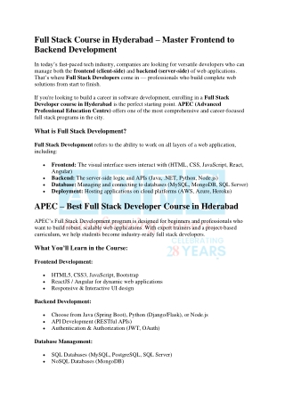 Full Stack Course in Hyderabad