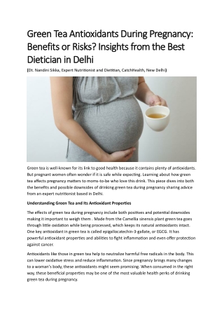 Green Tea Antioxidants During Pregnancy