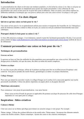 Comment personnaliser une caisse en bois pour du vin ?