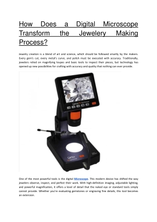 how does a digital microscope transform