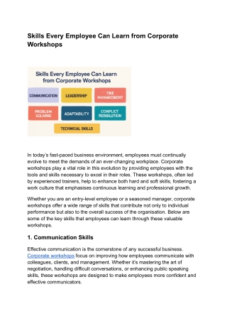 Skills Every Employee Can Learn from Corporate Workshops