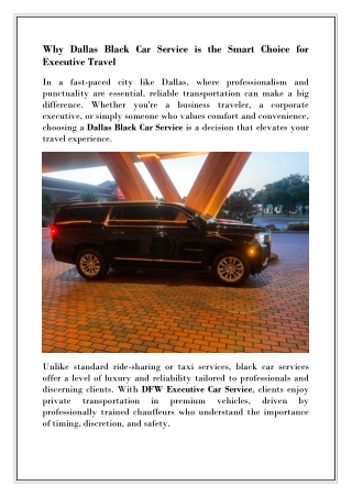 Dallas Black Car Service for Airport and Corporate Travel