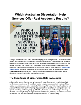 Which Australian Dissertation Help Services Offer Real Academic Results?