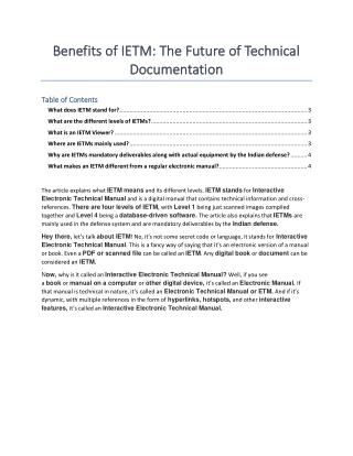 Benefits of IETM The Future of Technical Documentation