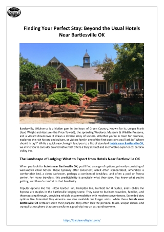 Finding Your Perfect Stay: Beyond the Usual Hotels Near Bartlesville OK